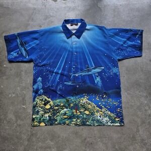 Cool Vintage Shark Button Up Men's 2xl Short Sleeve Northpeak